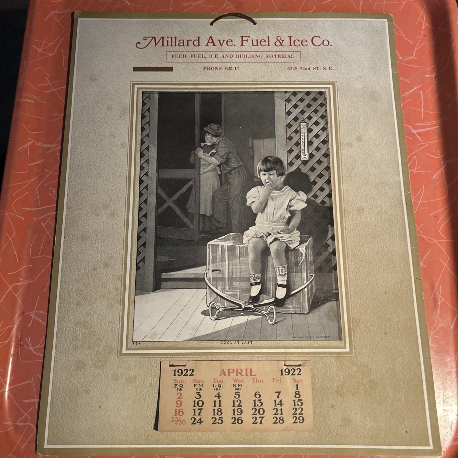 1922 Advertising Calendar 11”x14” MILLARD AVE FUEL & ICE CO By FA Schneider 1922 Advertising Calendar 11”x14” MILLARD AVE FUEL & ICE CO By FA Schneider