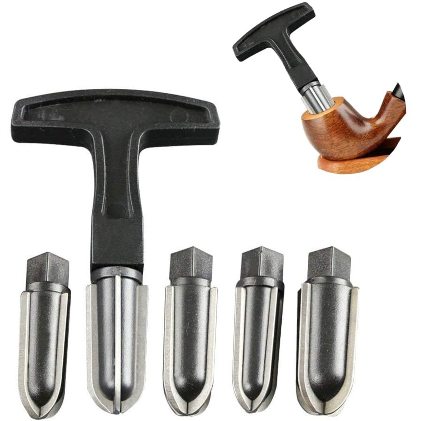 5-Piece Tobacco Pipe Reamer Set 16mm 18mm 20mm 22mm Stainless Steel T-Handle 5-Piece Tobacco Pipe Reamer Set 16mm 18mm 20mm 22mm Stainless Steel T-Handle