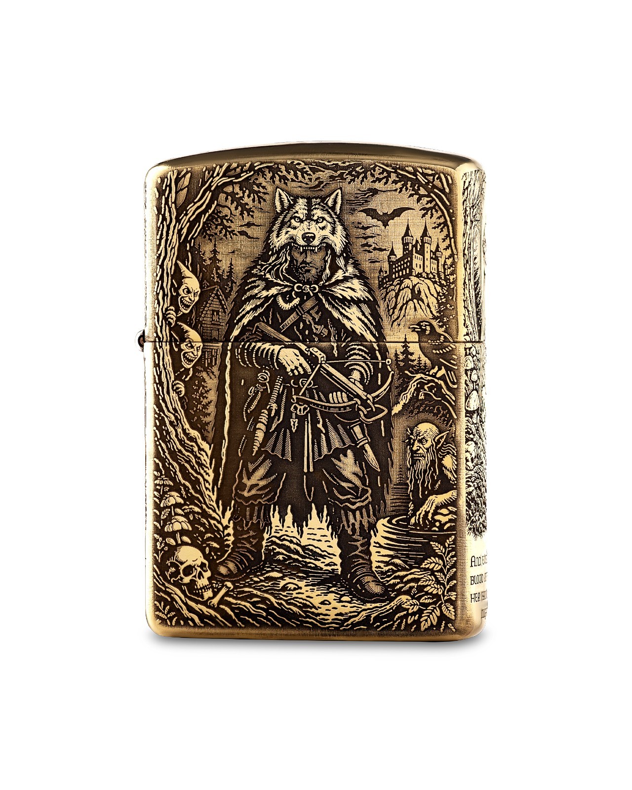 Zippo Armor Antique Brass Viking Werewolf Engraved Lighter Norse Fantasy Zippo Armor Antique Brass Viking Werewolf Engraved Lighter Norse Fantasy