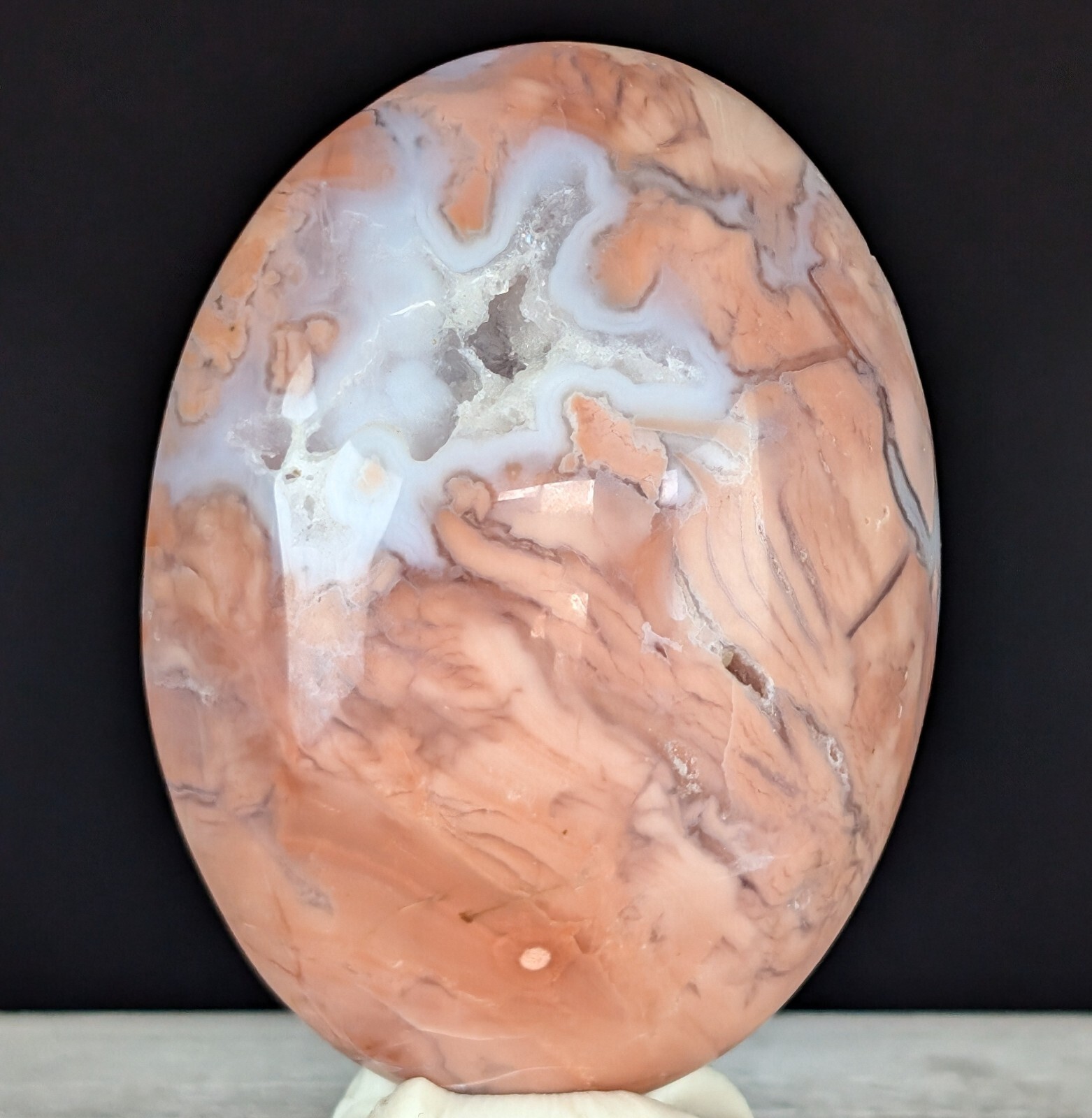 Antique Pink Agate Palmstone Petal Lace Palm Stone Crystal Chakra Gemstone Antique Pink Agate Palmstone Petal Lace Palm Stone Crystal Chakra Gemstone