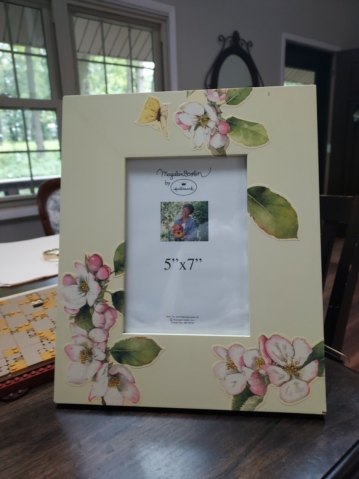 Vtg 90s Marjolein Bastin Hallmark Floral Butterfly Cottage Wood Frame 5x7
