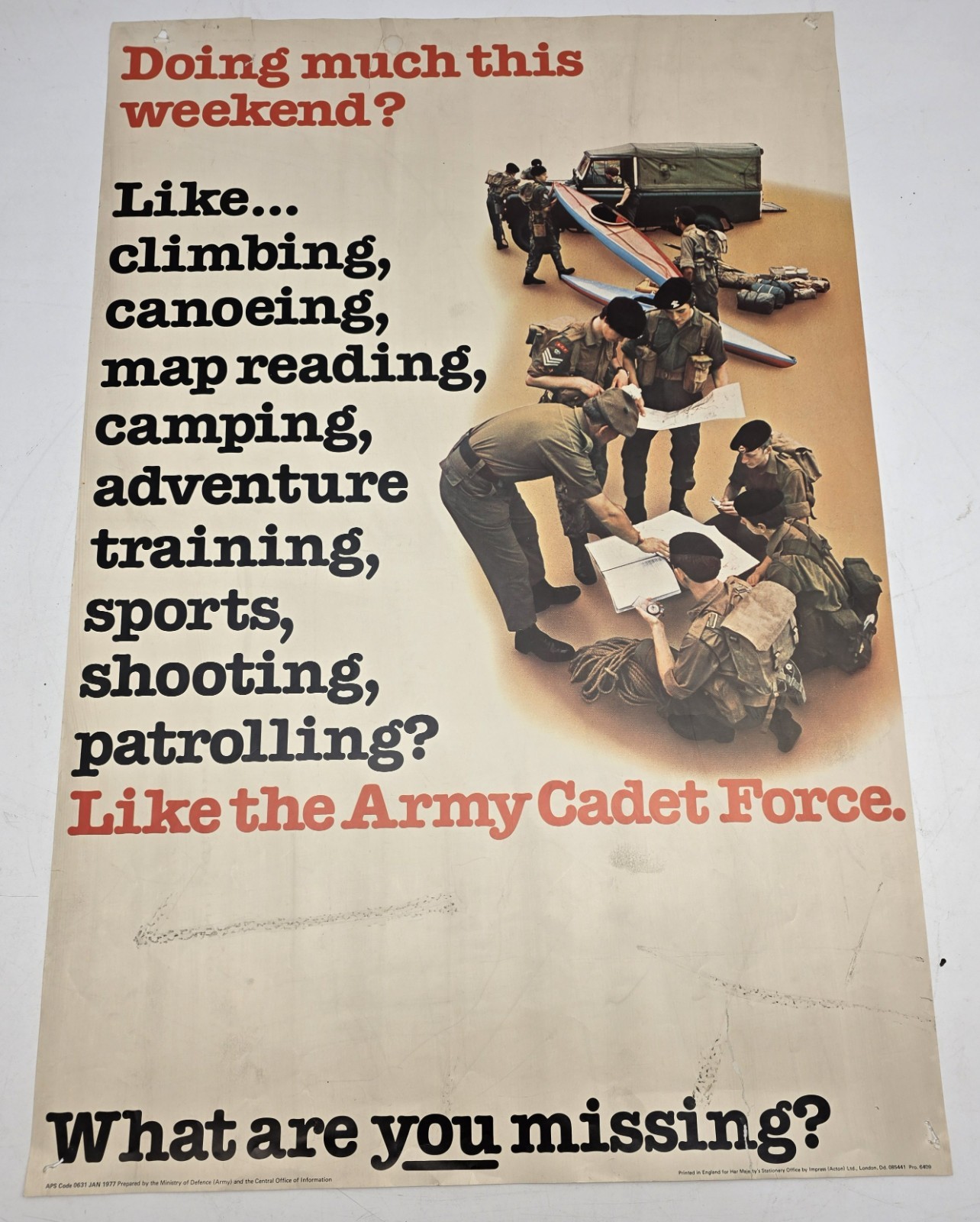 Vintage Army Cadet Force Recruiting Poster Doing Much This Weekend 1977