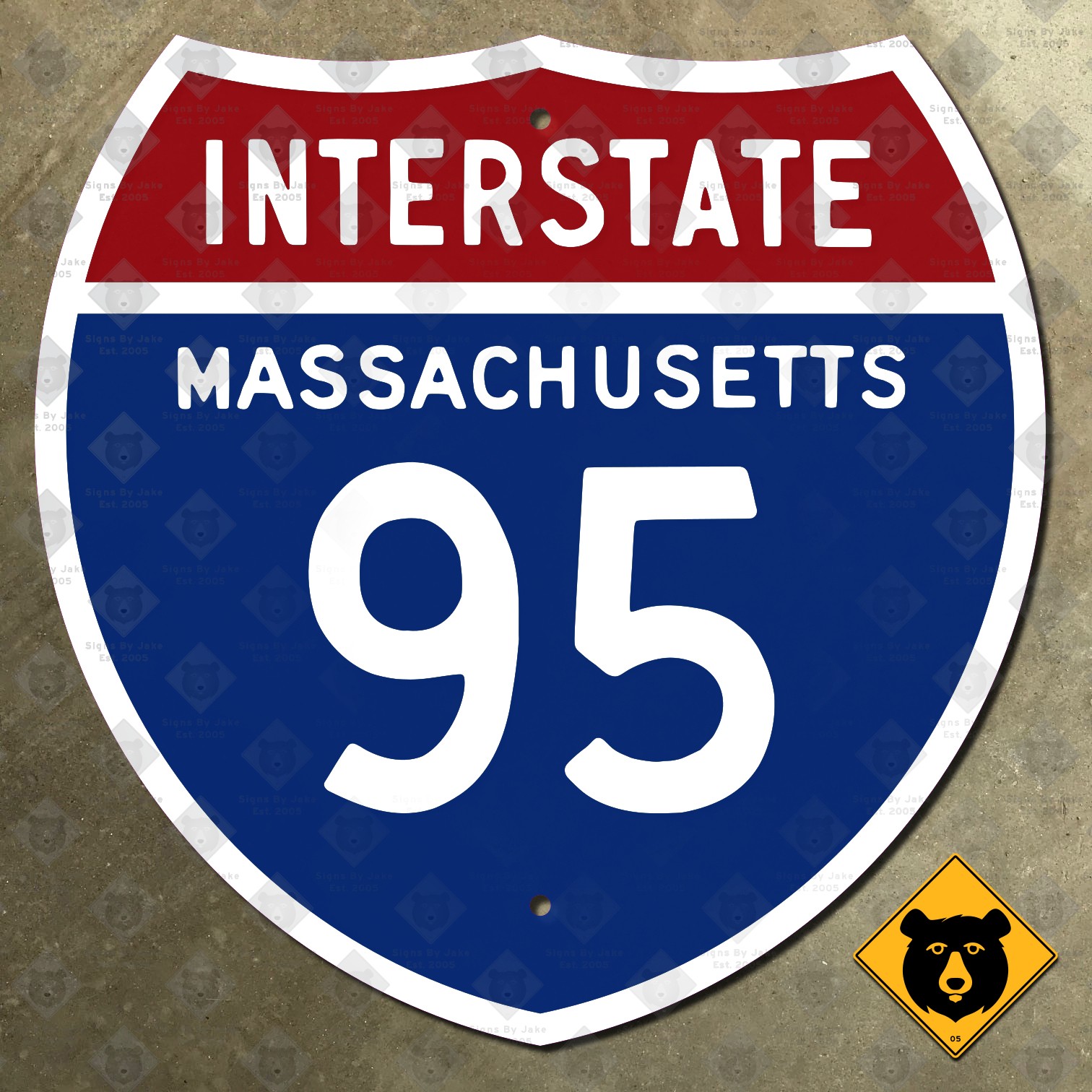 Massachusetts Interstate 95 highway route marker road sign 1957 Boston 18x18