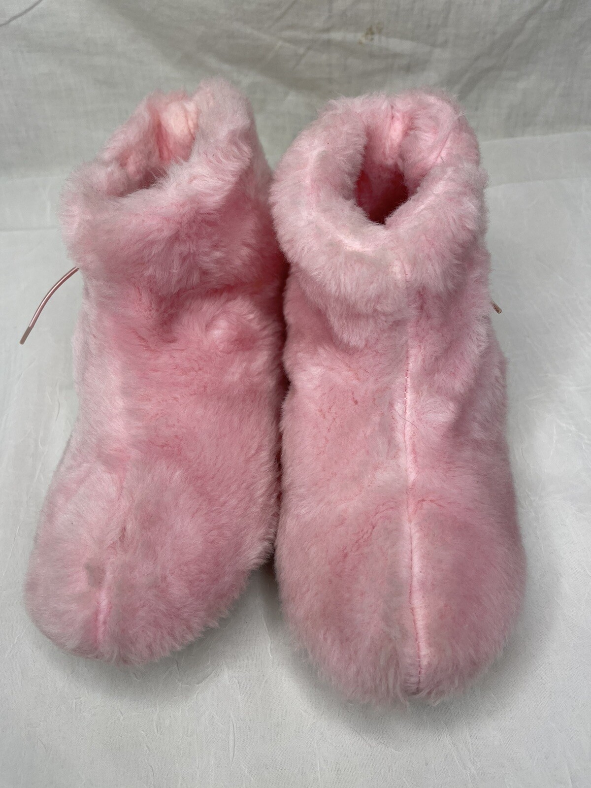Vintage Dearfoams Warm Up Boots Slipper Booties Pink Fur Medium 6.5-7.5