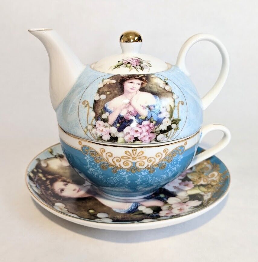 tea for one sets - blue lady