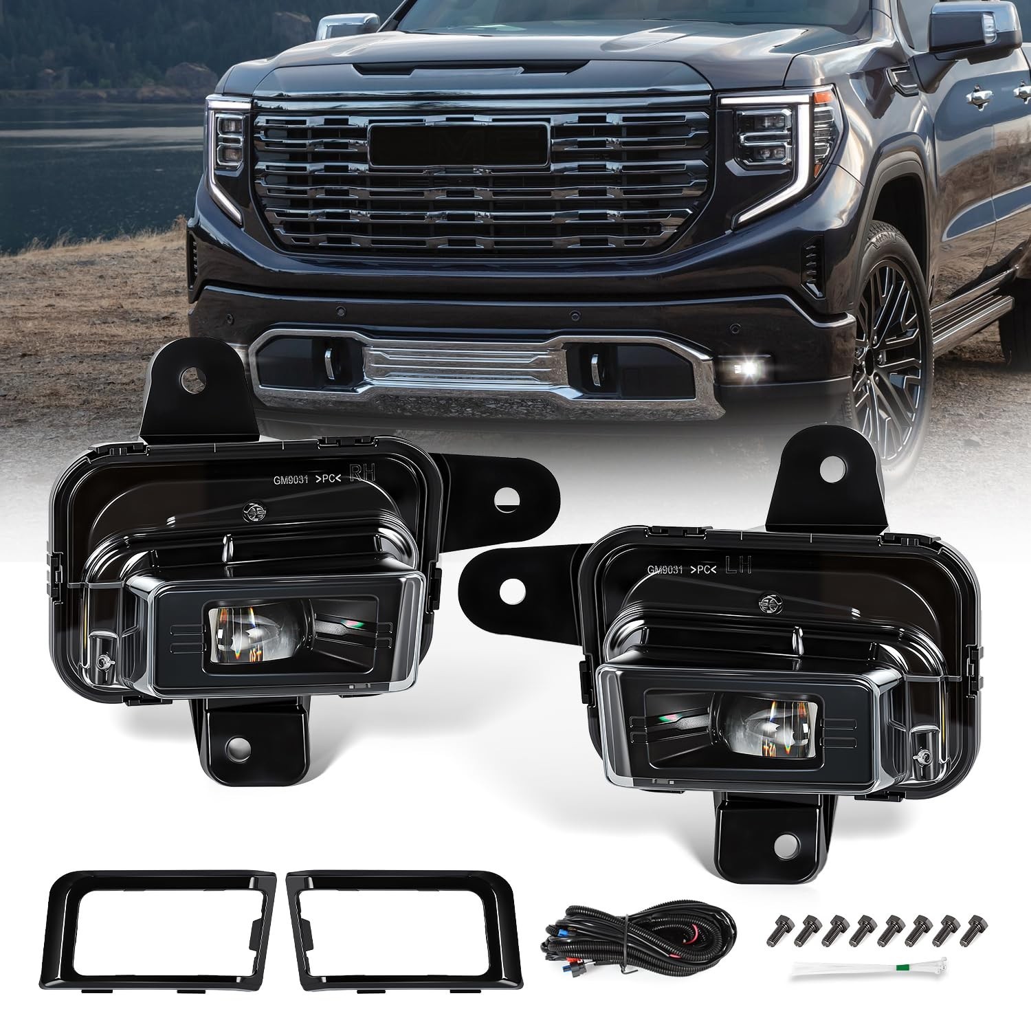 LED Fog Lights for GMC Sierra 1500 - LED Fog Light Assembly Kit Compatible wi...