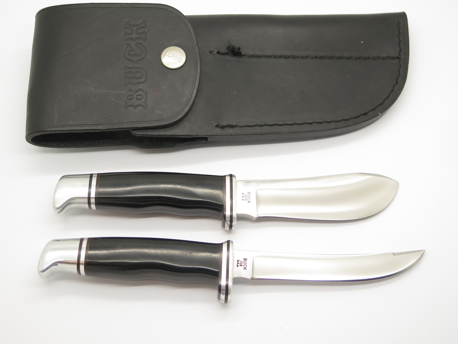 Vintage 1973-80 Buck 115 Twin Sportsman Set 103 118 Fixed Blade Hunting Knife Vintage 1973-80 Buck 115 Twin Sportsman Set 103 118 Fixed Blade Hunting Knife