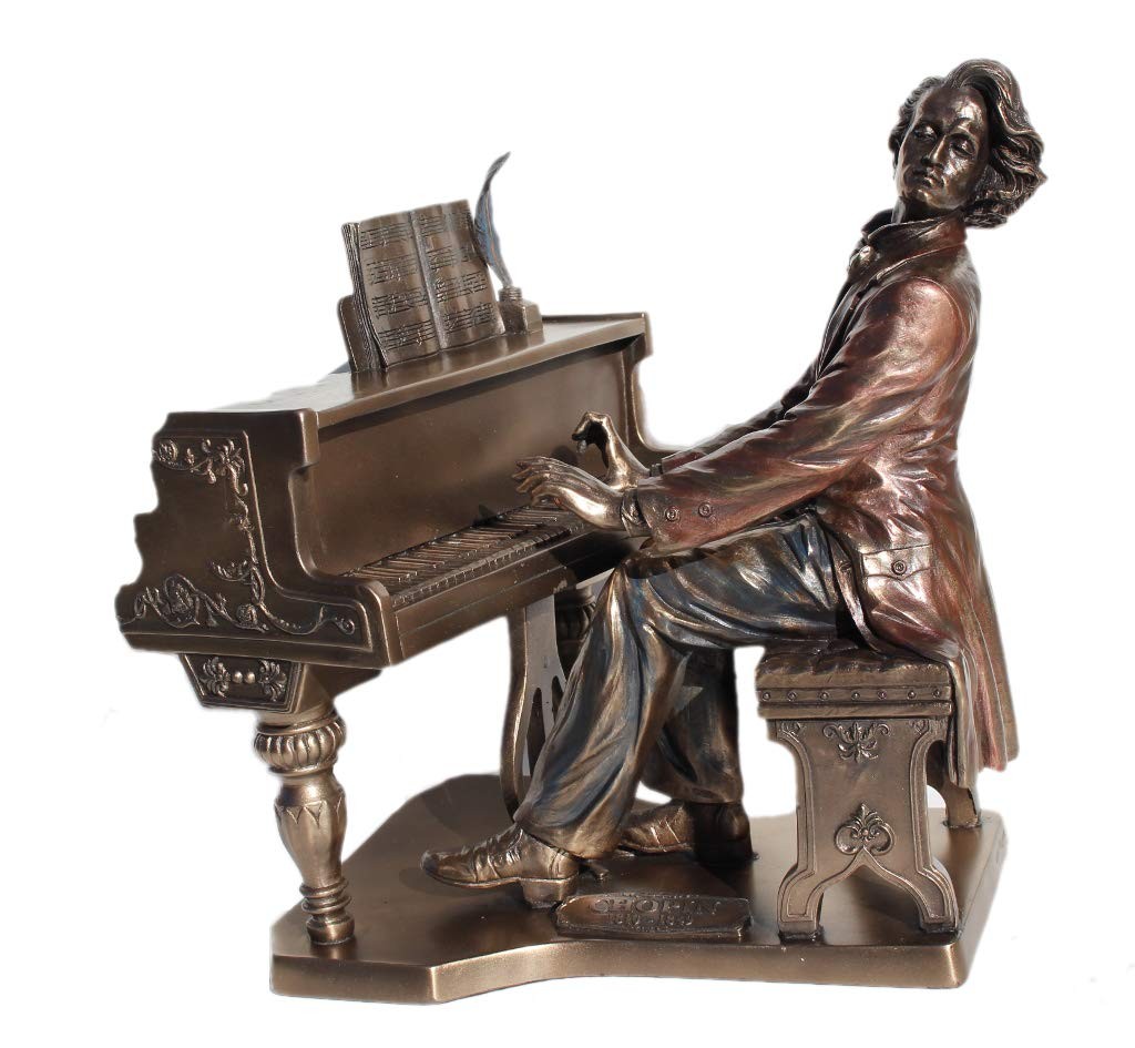 Polish Music Composer Frederic Chopin Playing Piano 8 3/4 Inch Cold Cast Bronze Polish Music Composer Frederic Chopin Playing Piano 8 3/4 Inch Cold Cast Bronze