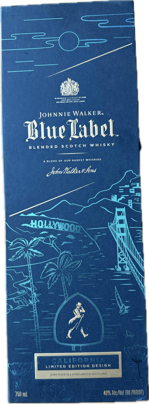 Johnnie Walker Limited California Blue Label Edition Collectible Box Only RARE Johnnie Walker Limited California Blue Label Edition Collectible Box Only RARE