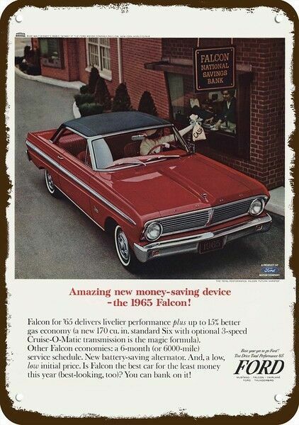 1965 FORD FALCON Futura Car Vintage-Look-Edge DECORATIVE REPLICA METAL SIGN 1965 FORD FALCON Futura Car Vintage-Look-Edge DECORATIVE REPLICA METAL SIGN