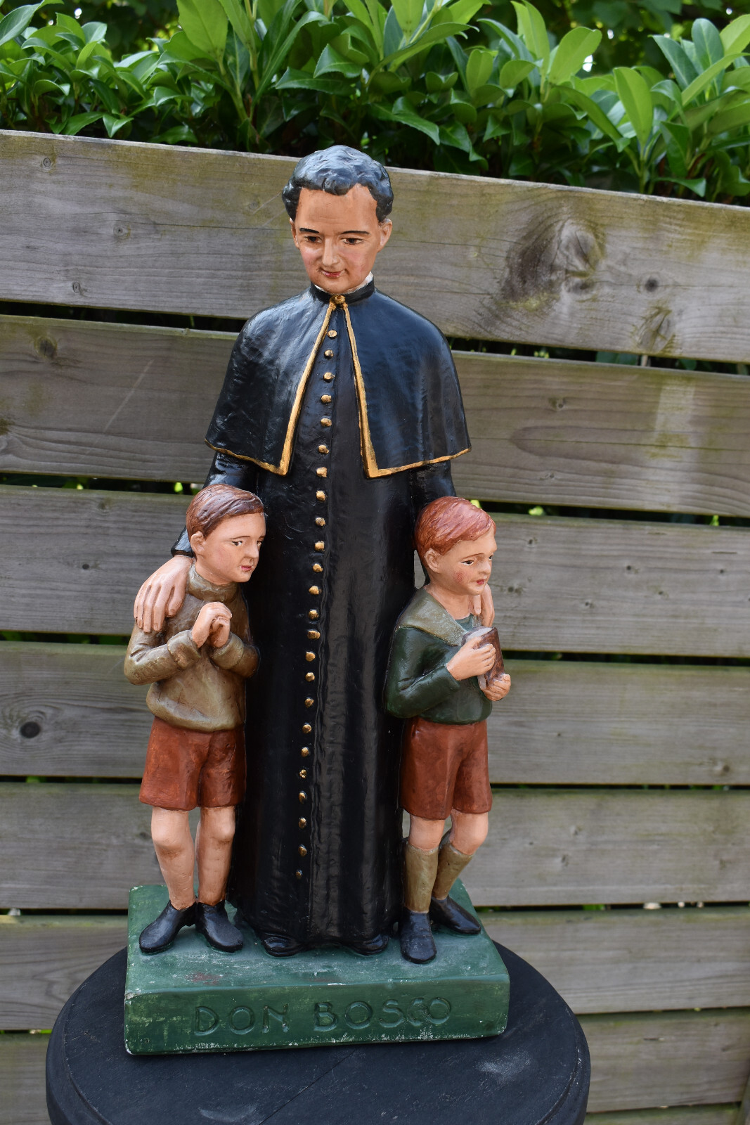 Flemish 1955 large Chalk Statue of Saint DON BOSCO children religious signed Flemish 1955 large Chalk Statue of Saint DON BOSCO children religious signed