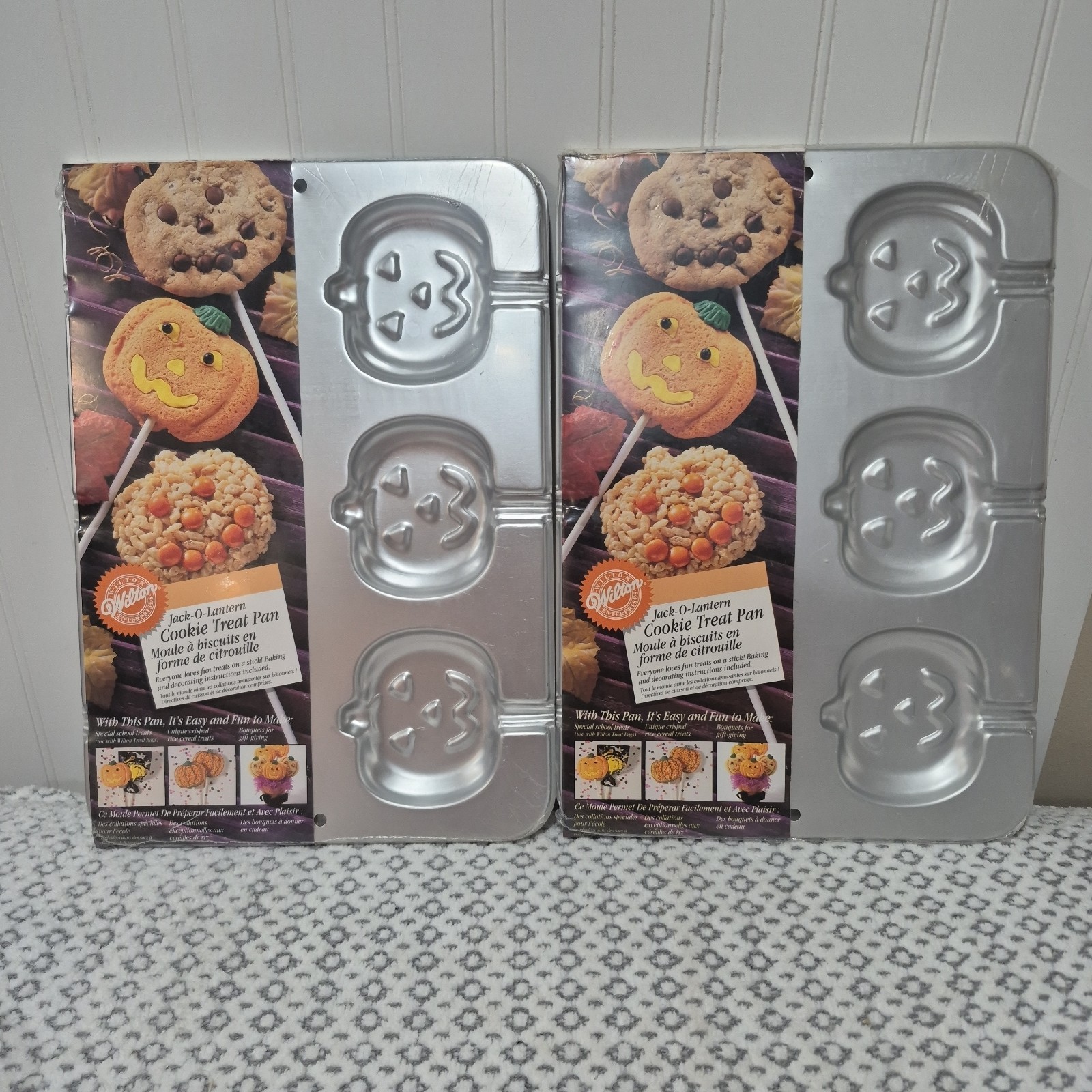Vintage Lot Of 2 1995 Wilton Jack O’ Lantern Pumpkin Cookie Treat Pans New