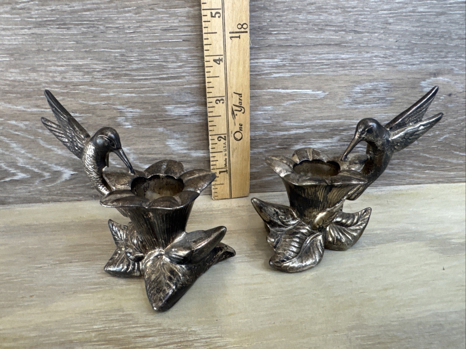 Vintage Gorham Heritage Hummingbird Candle Holder Set - Silver Plate - Lovely