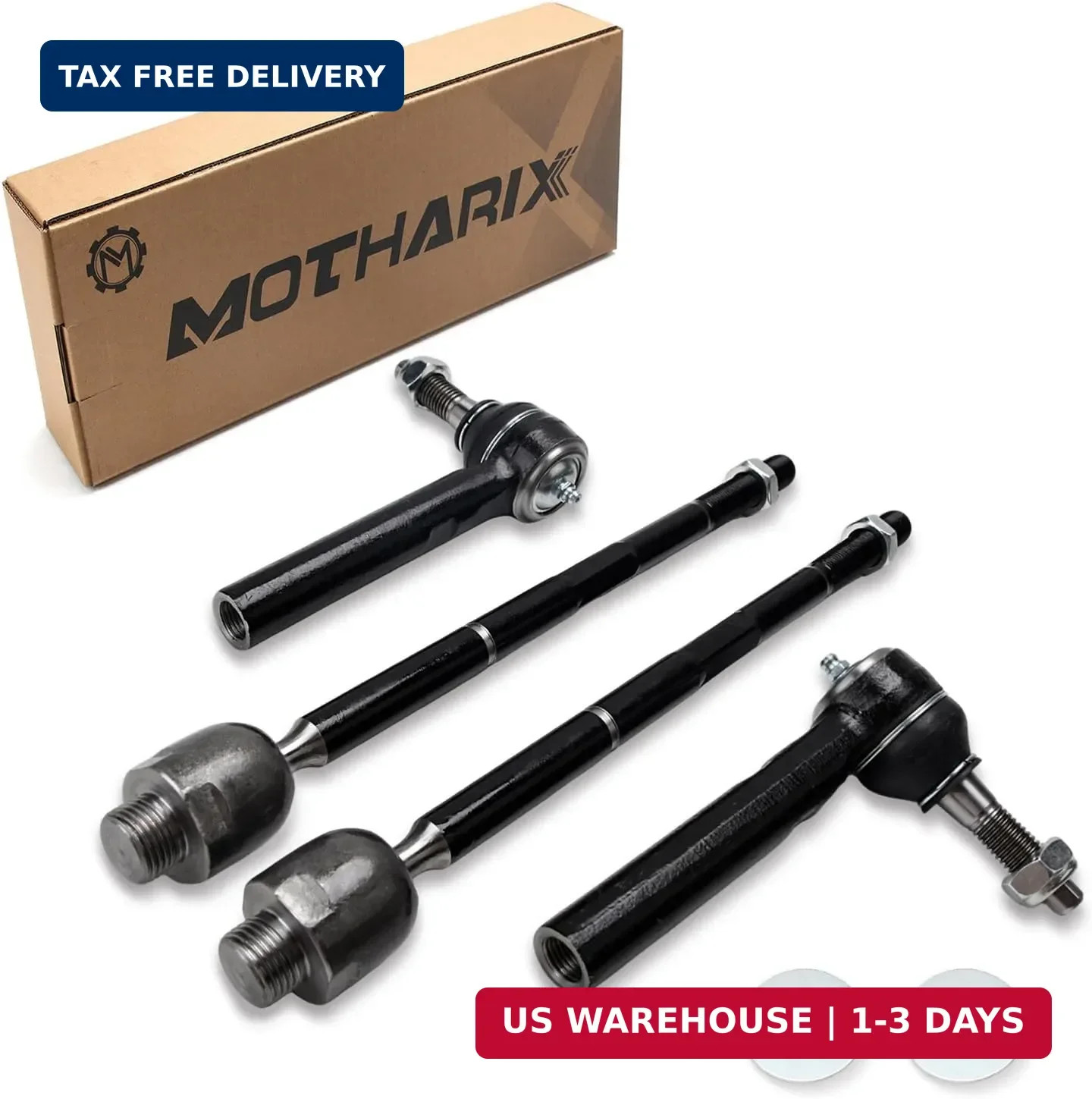 4Pcs Heavy-Duty Front Inner & Outer Tie Rod End Kit for 2007-2013 Chevy, GMC & C 4Pcs Heavy-Duty Front Inner & Outer Tie Rod End Kit for 2007-2013 Chevy, GMC & C