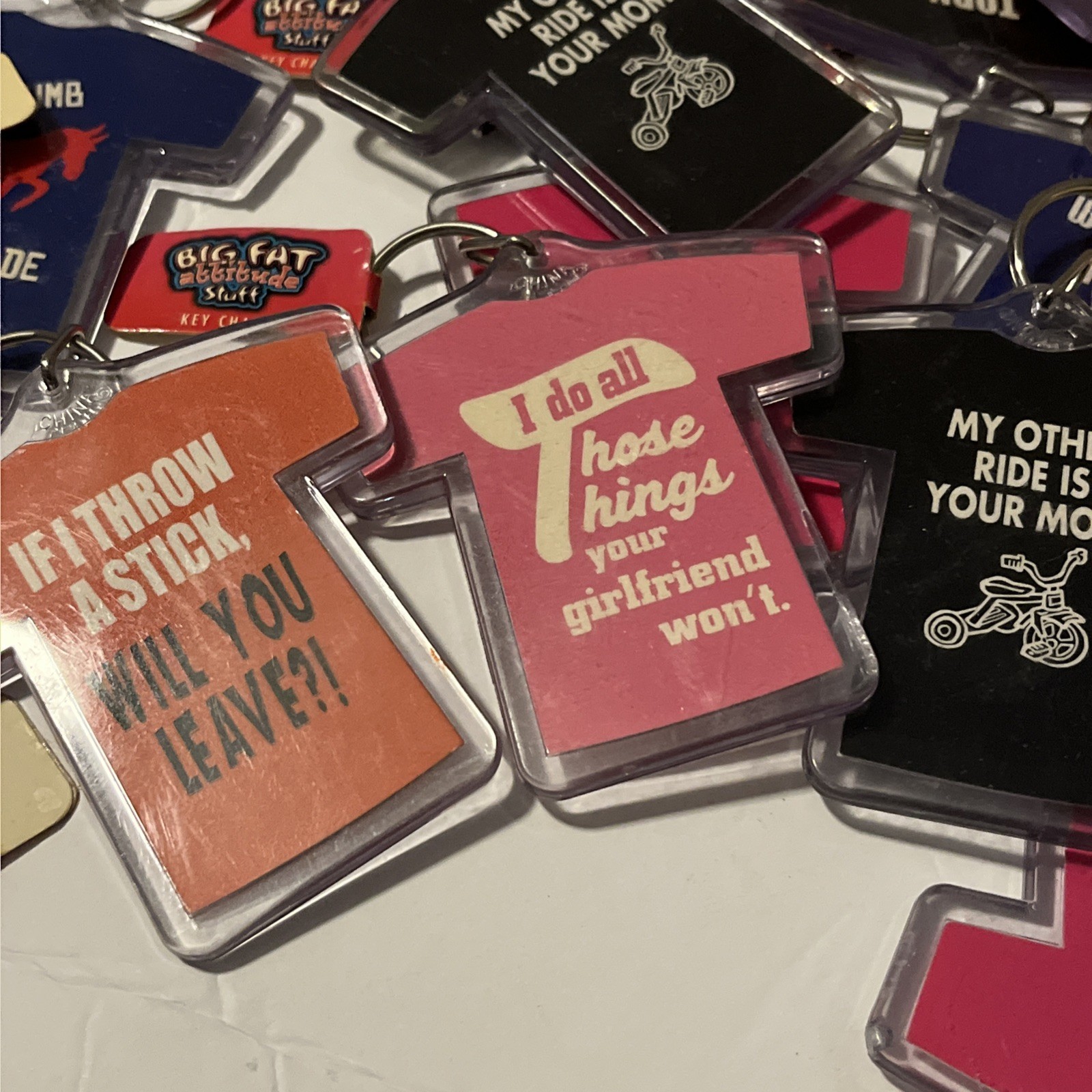 Lot “38” Big Fat Attitude Stuff Key Chain New Old Stock Keychain Humor Gag Gift