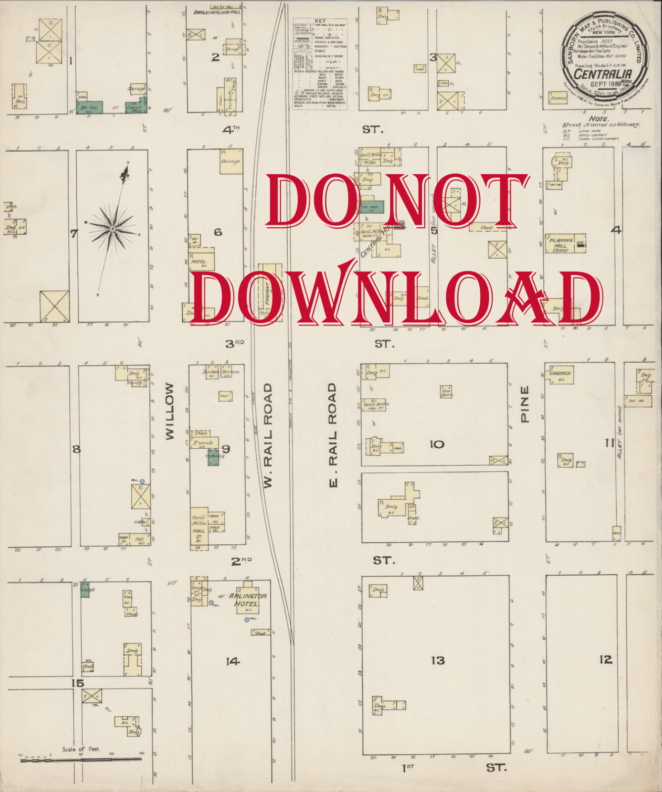 COPY 1885 Centralia  Washington street map 16X20