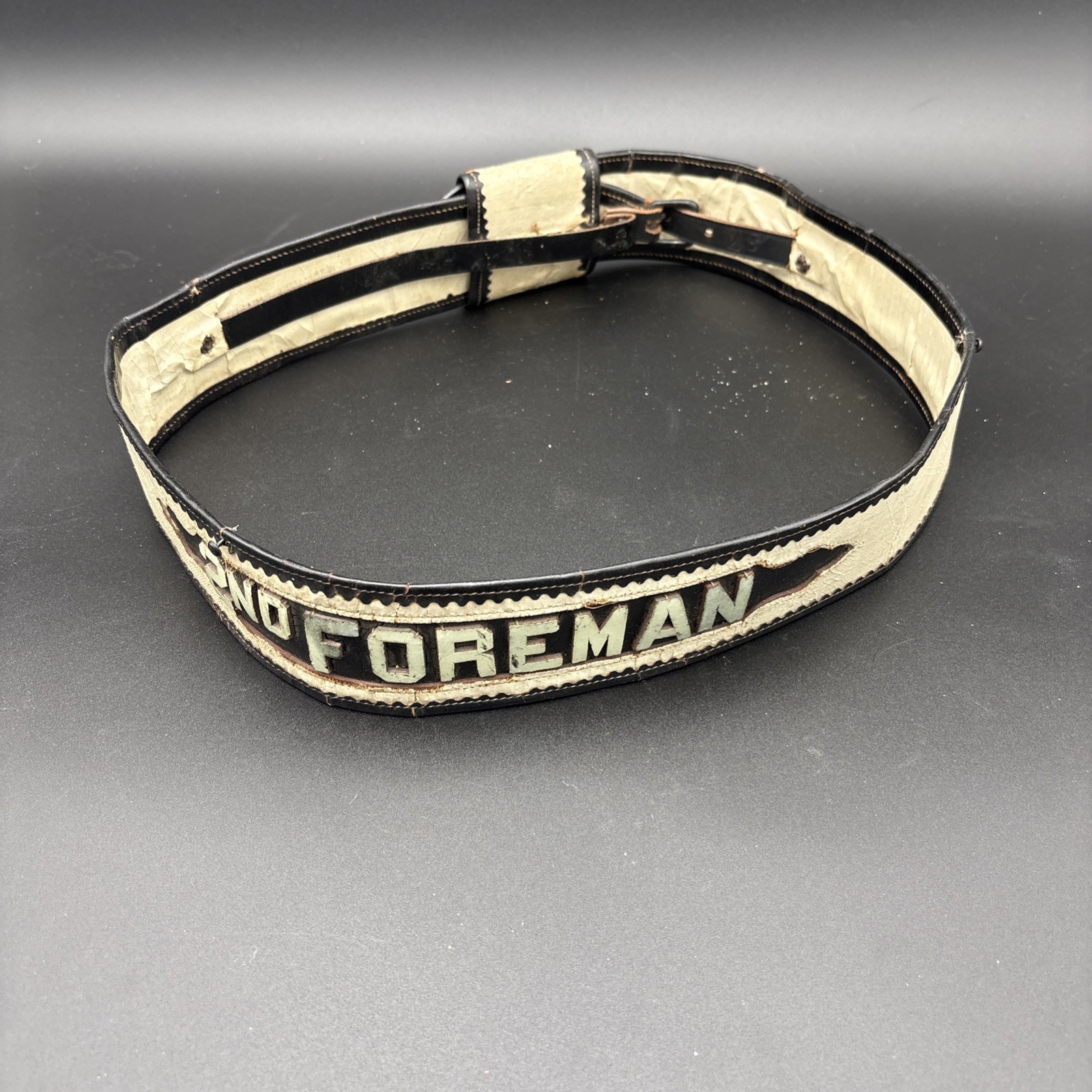 Antique  ~ Fireman Parade Leather Belt 3rd 2nd Foreman / 1900 minty 