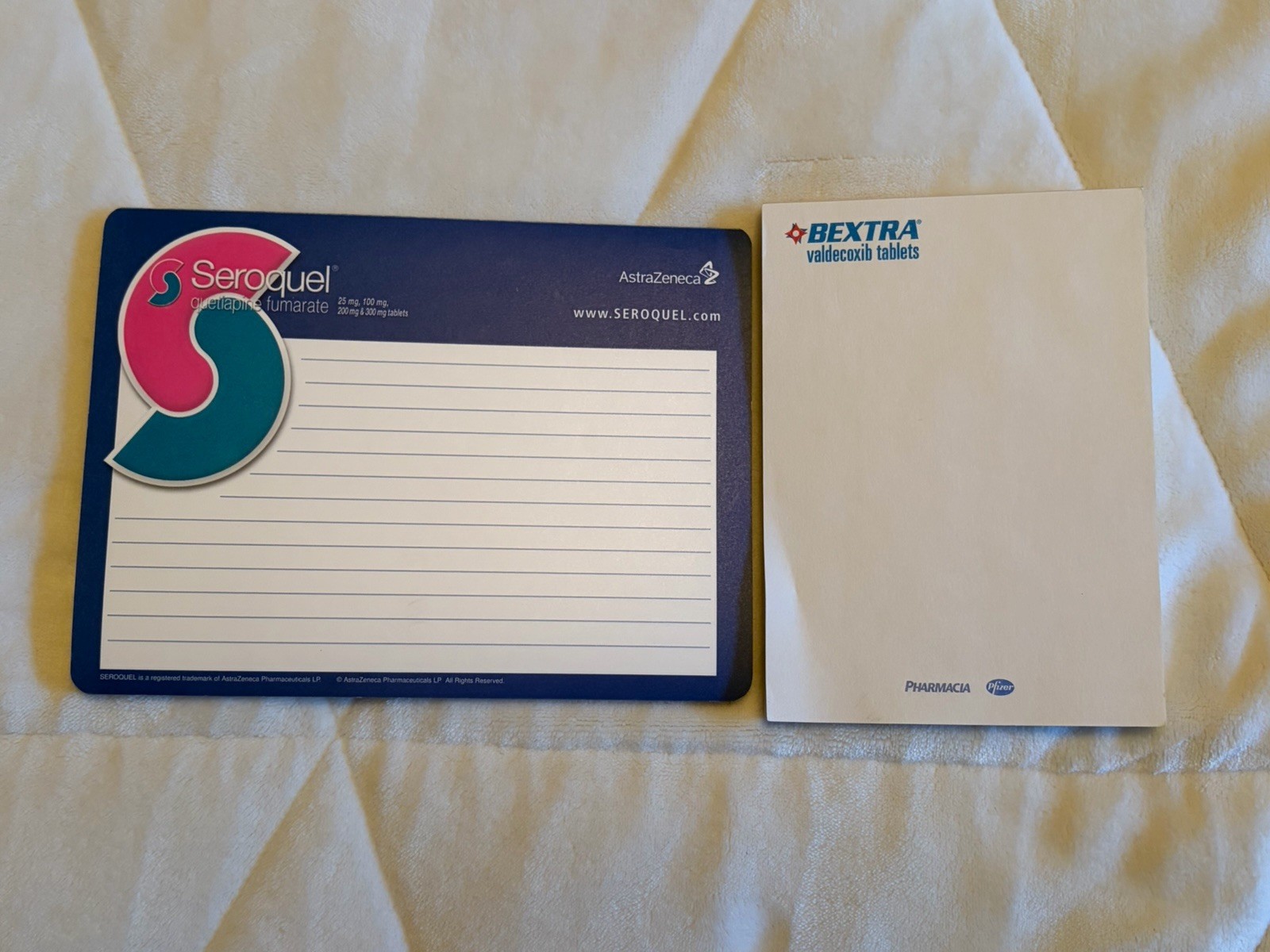 Seroquel & Bextra Vintage Note Pads 