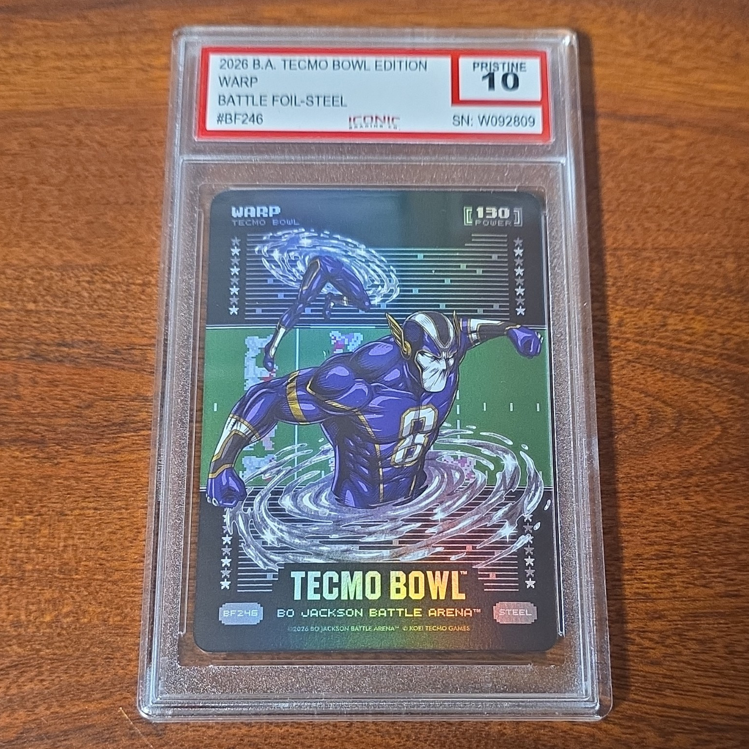 2026 B.A. Tecmo Bowl Edition Warp Battle Foil-Steel BF246 Lamar Jackson ICG 10