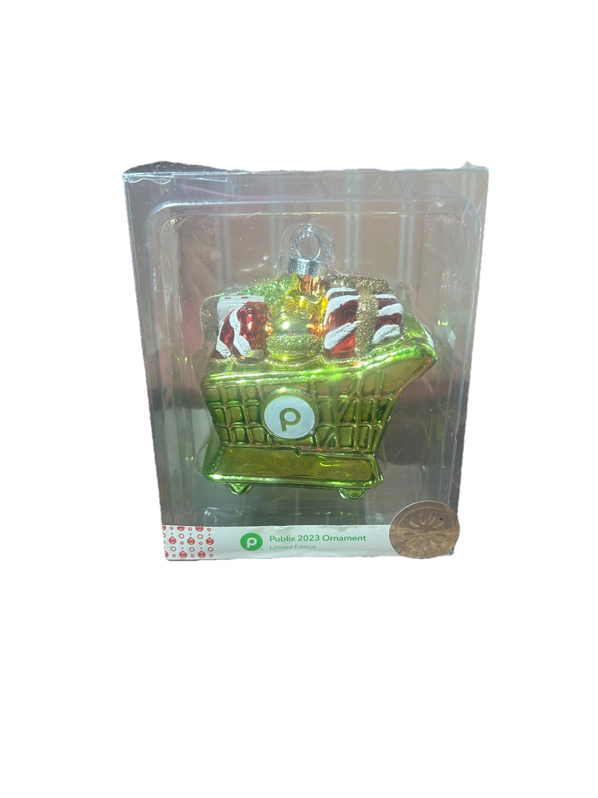 Publix 2023 Blown Glass Ornament Grocery Cart