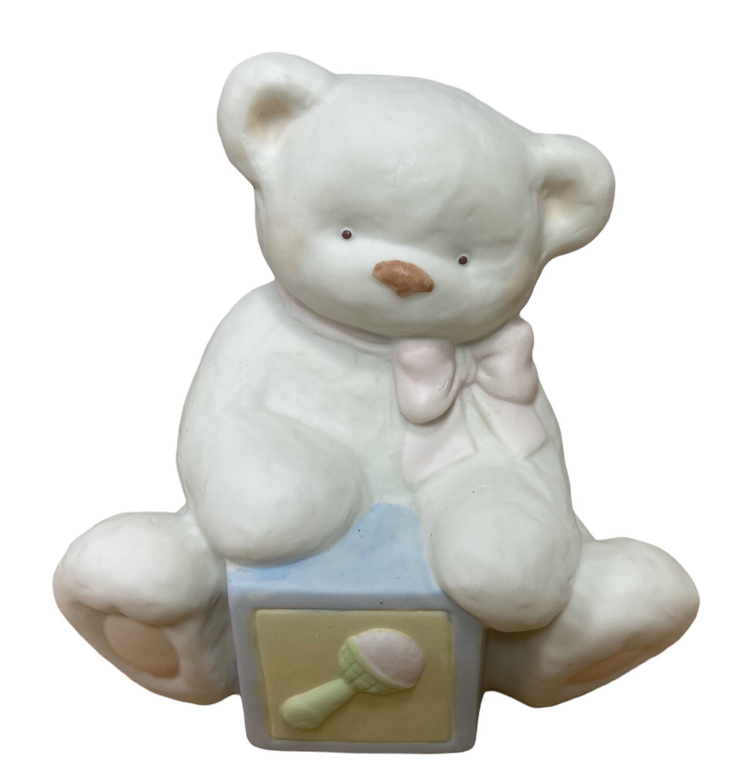 Russ Berrie Precious Keepsakes Teddy Bear Bank Pink Bow with Gift Box Porcelain Russ Berrie Precious Keepsakes Teddy Bear Bank Pink Bow with Gift Box Porcelain