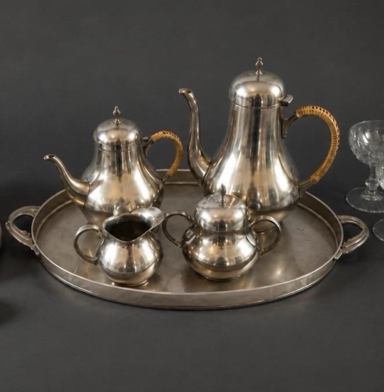 Royal Holland Pewter Tea Coffee Service Set Tray Daalderop Holland