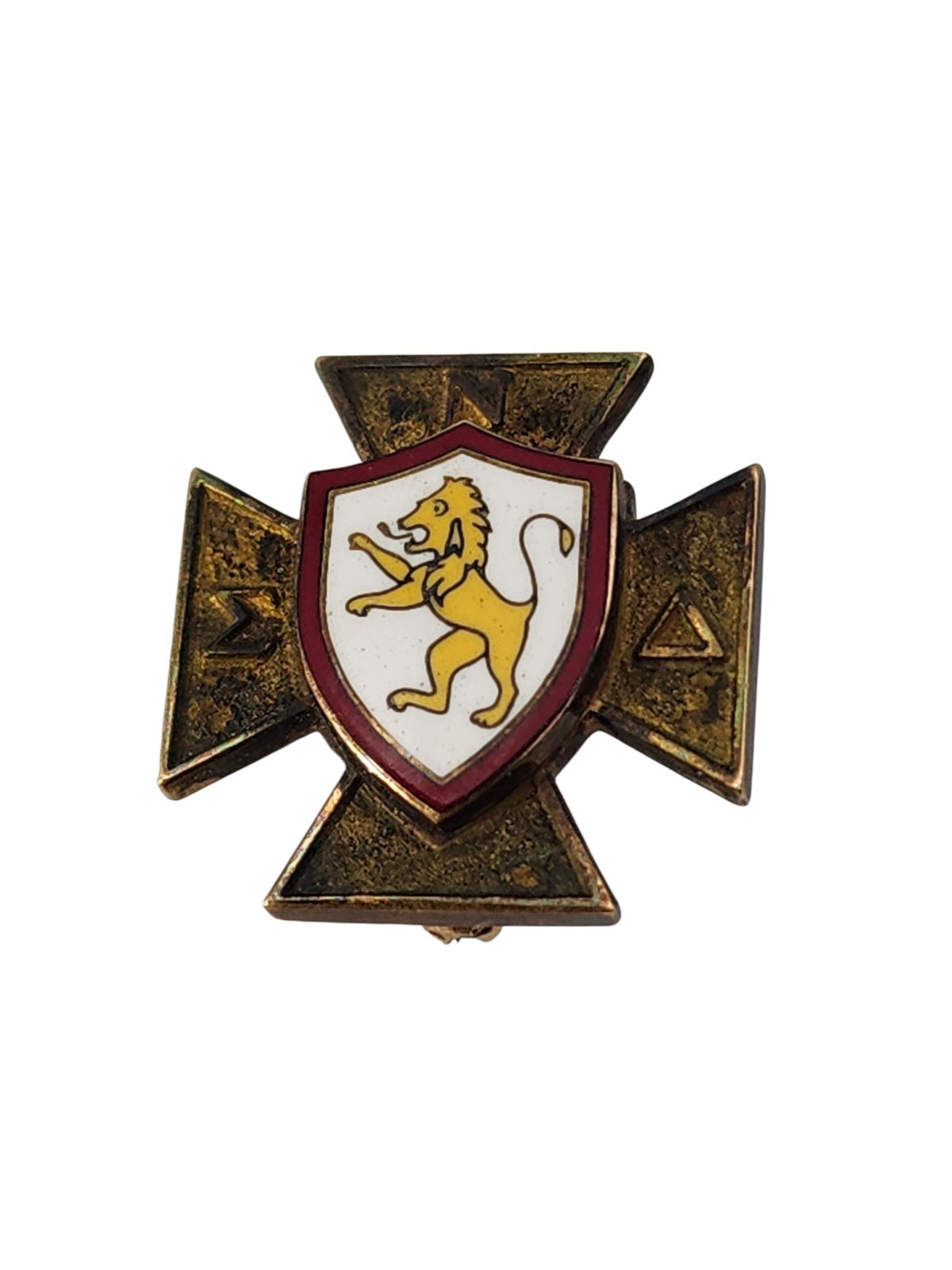 Vintage unique 10k gold Sigma Nu enamel lion fraternity pin Vintage unique 10k gold Sigma Nu enamel lion fraternity pin