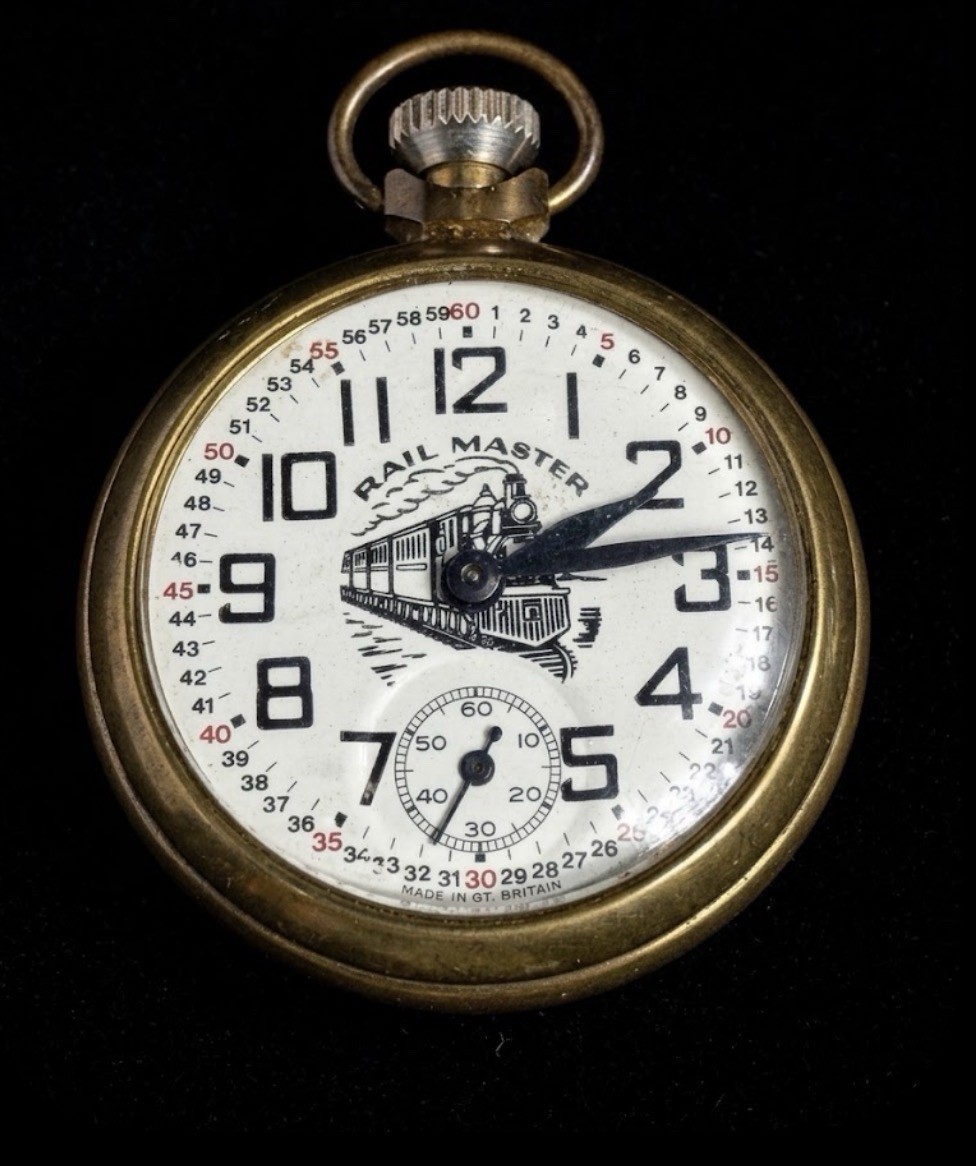 Vintage Rail Master Pocket Watch Steam Train Engine Made In Gt Britain Working