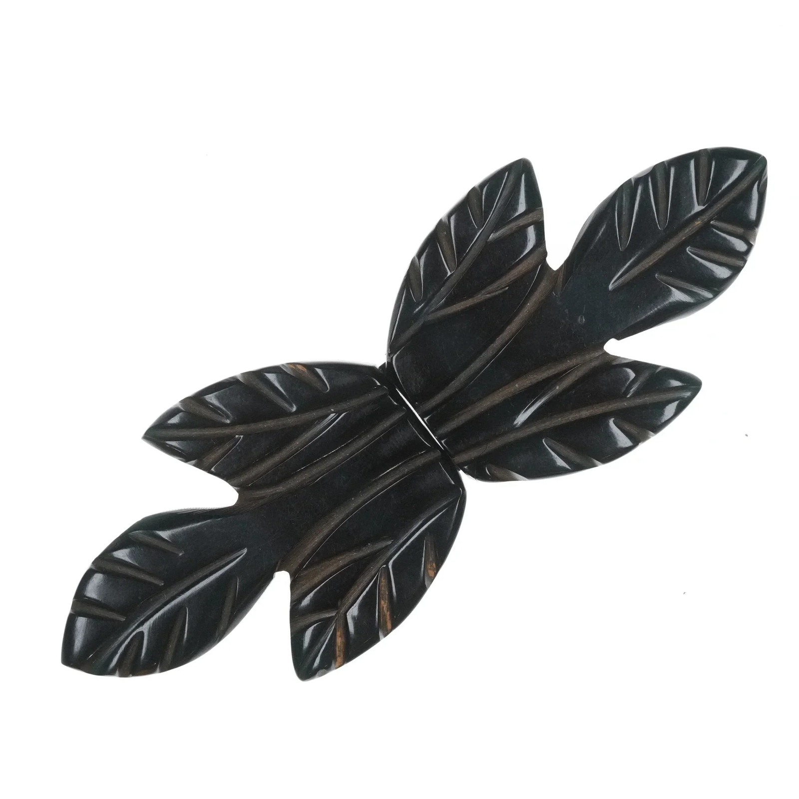 c1940\'s Black carved bakelite buckle set