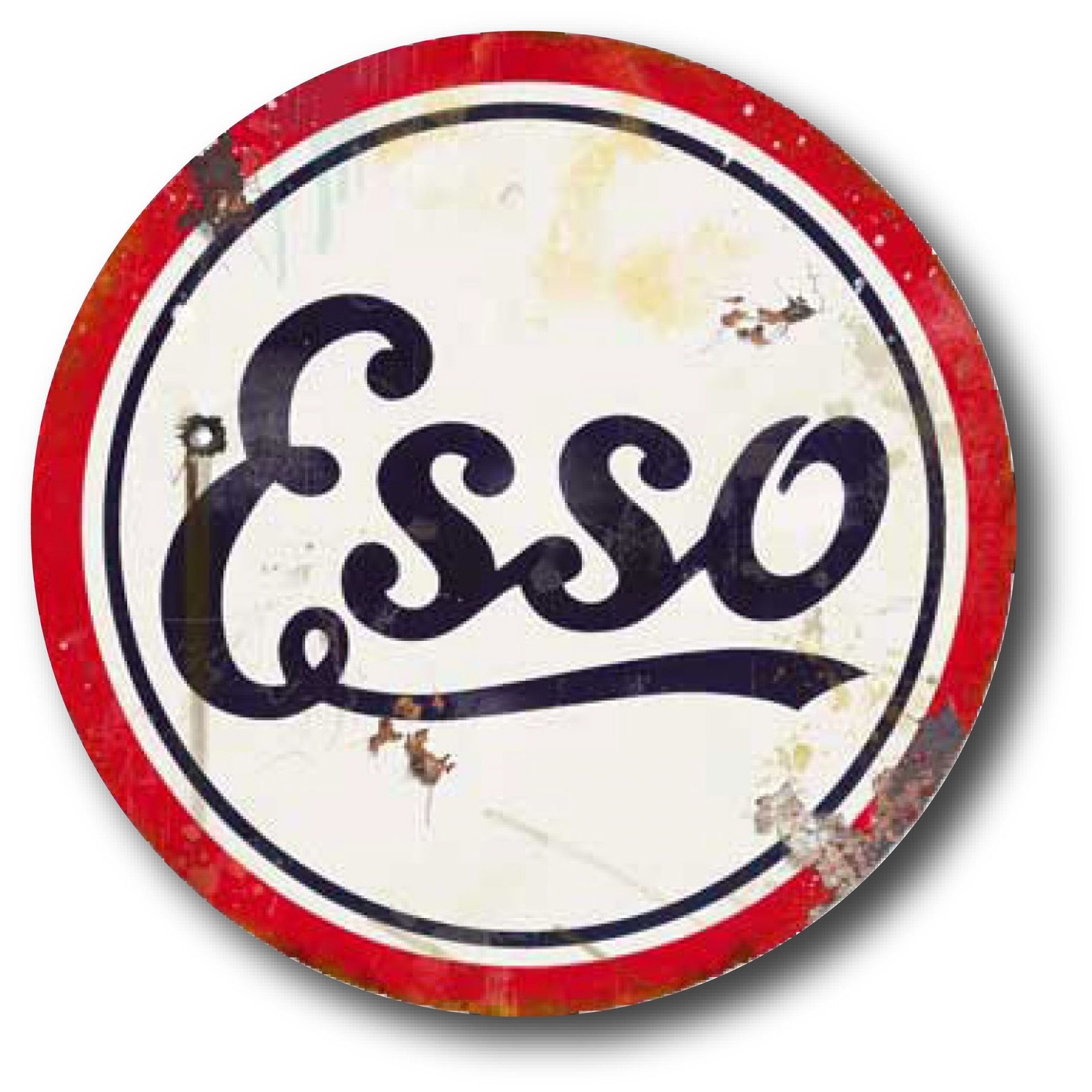 ROUND DISTRESSED ESSO GASOLINE SUPER HIGH GLOSS OUTDOOR 4 INCH DECAL STICKER 