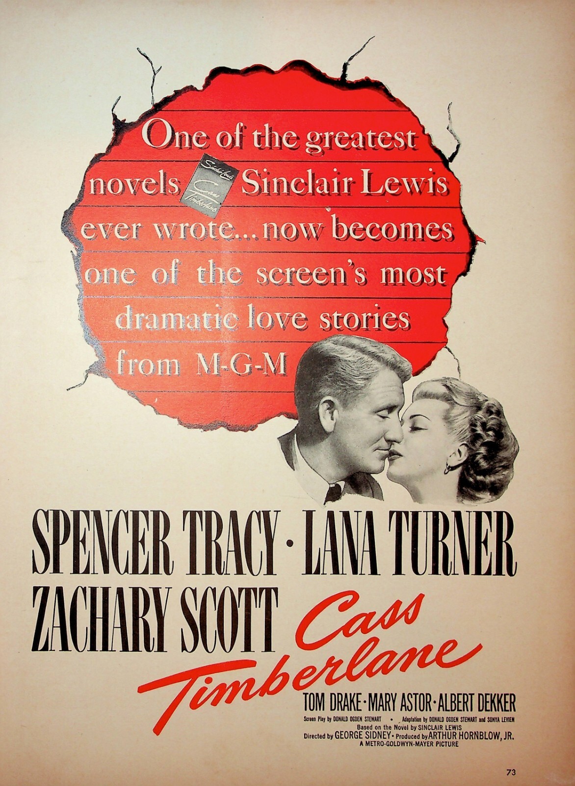 Original Cass Timberlane Movie Ad: Spencer Tracy; Sinclair Lewis Novel