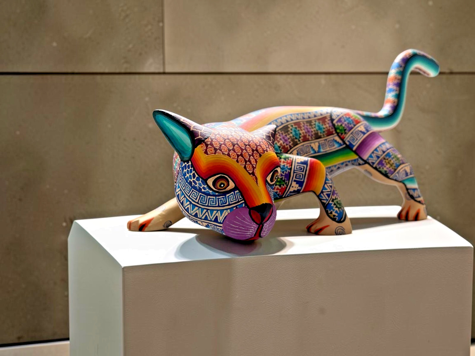 Oaxacan Alebrije Stalking Cat Large 13in Zeny Fuentes Family Copal Wood Carving