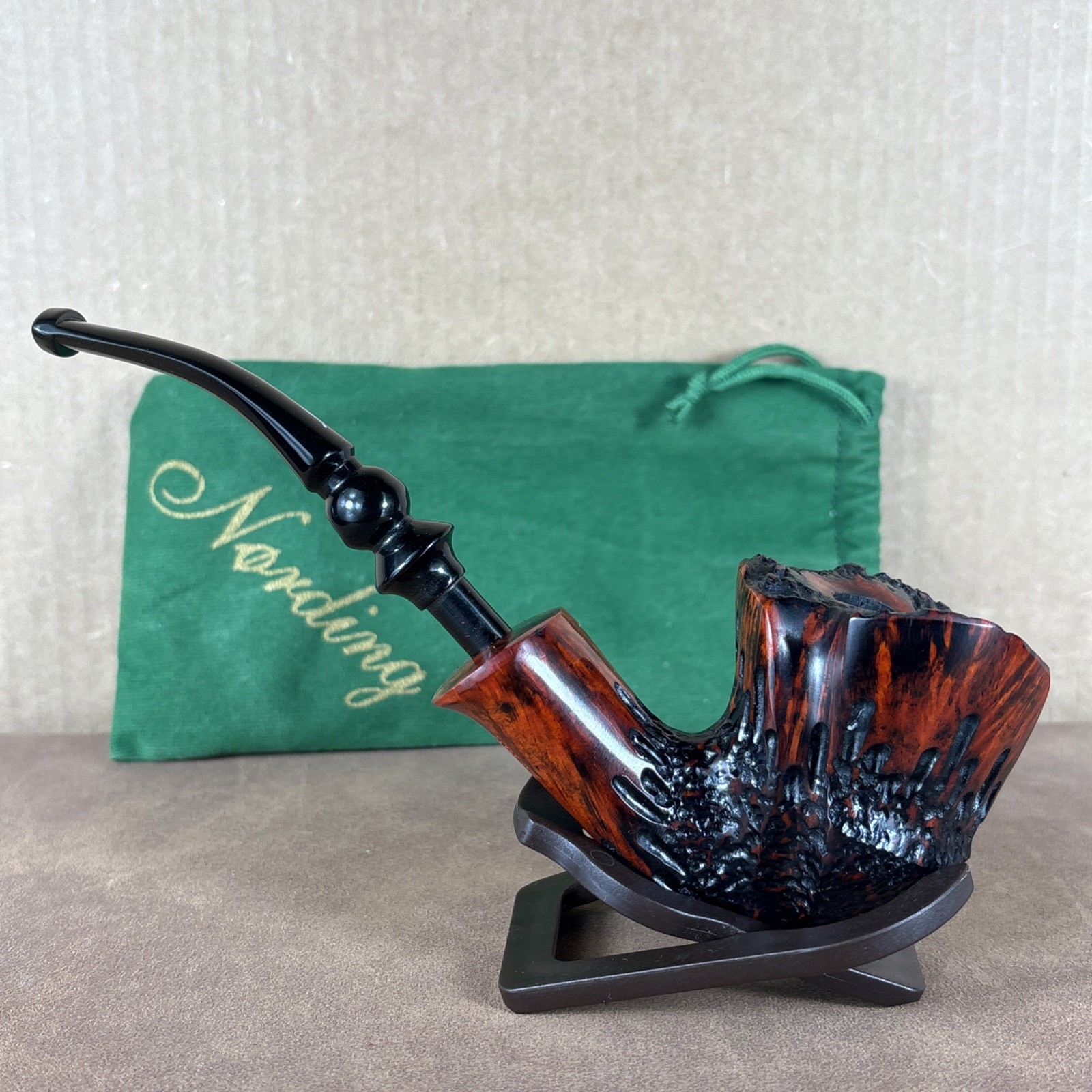 Erik Nording Grade 4 Partially Rusticated Freehand Estate Tobacco Pipe Denmark