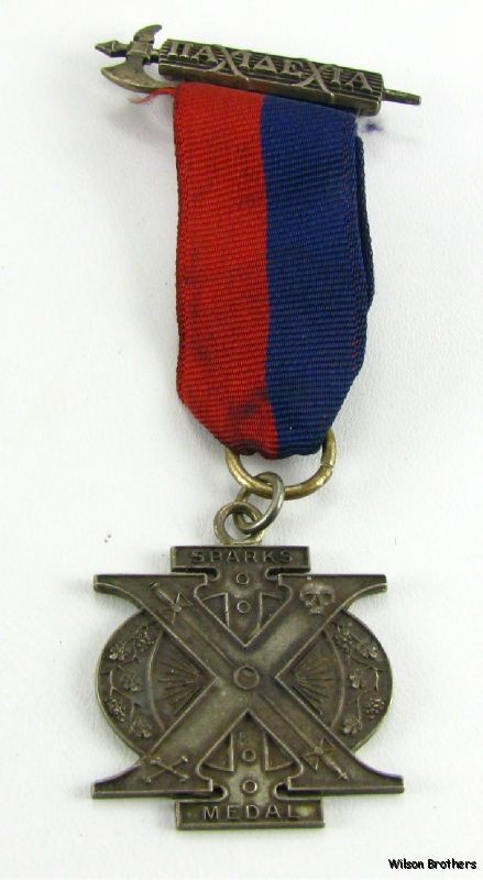 Chi Phi Sparks Medal Sterling Silver fraternity Pin Greek Society Skull Flowers