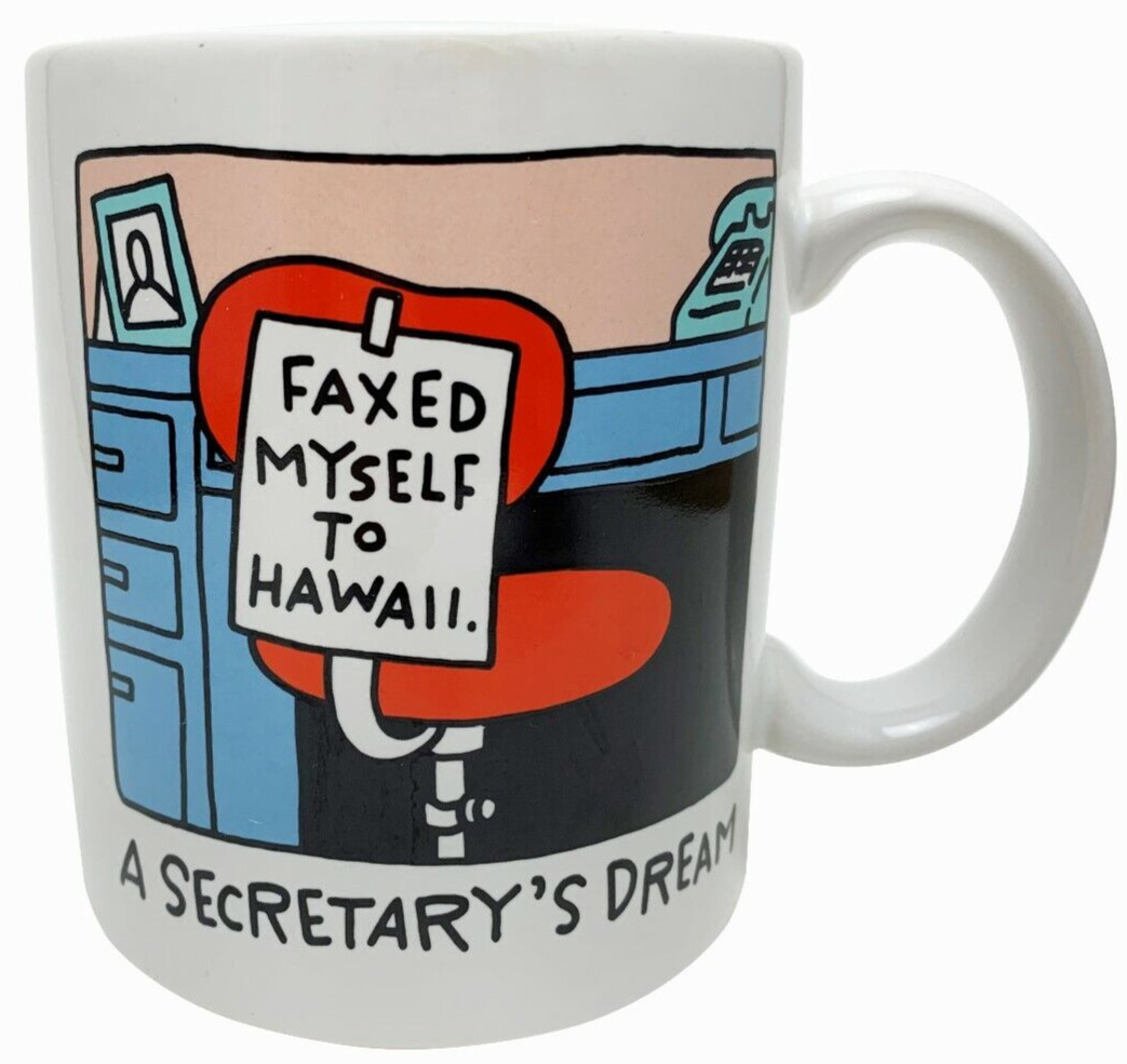 VTG Hallmark Shoebox Greetings Faxed Myself to Hawaii 12 oz. Coffee Tea Cup Mug