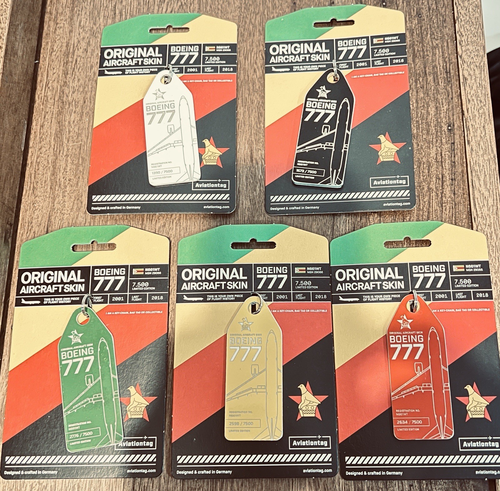 Aviationtag Boeing 777 , N661WT set of 5 tags Aviationtag Boeing 777 , N661WT set of 5 tags