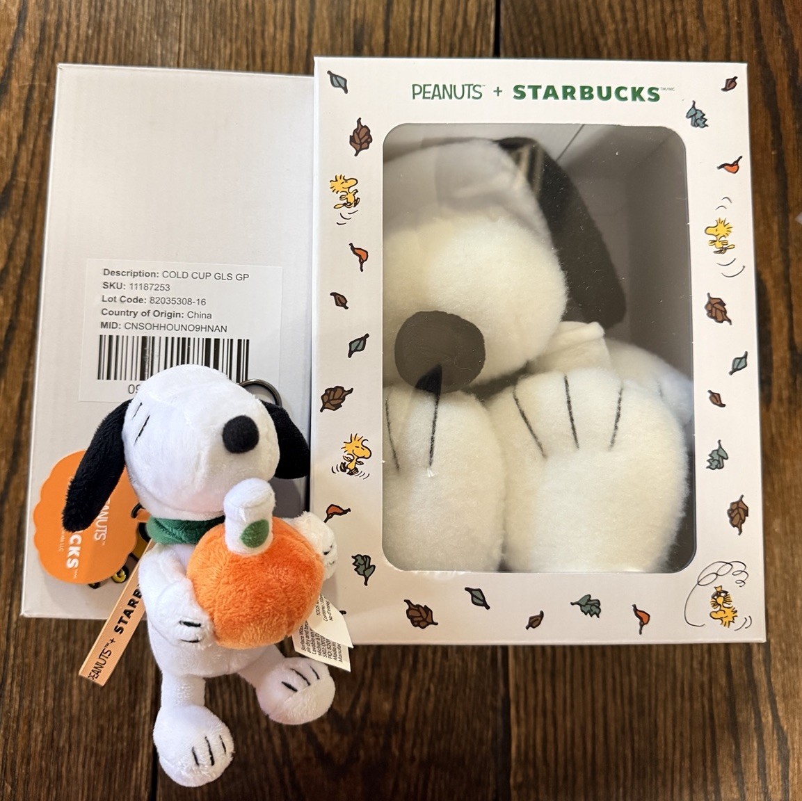 Starbucks x Peanuts Snoopy Glass Cold Cup + Plush + Bag Charm SHIPS SAME DAY