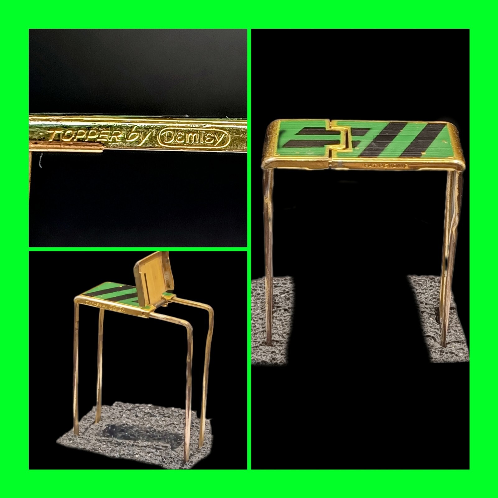 Stunning 1930's Antique Art Deco Demley Geometric Enameled Cigarette Case Topper