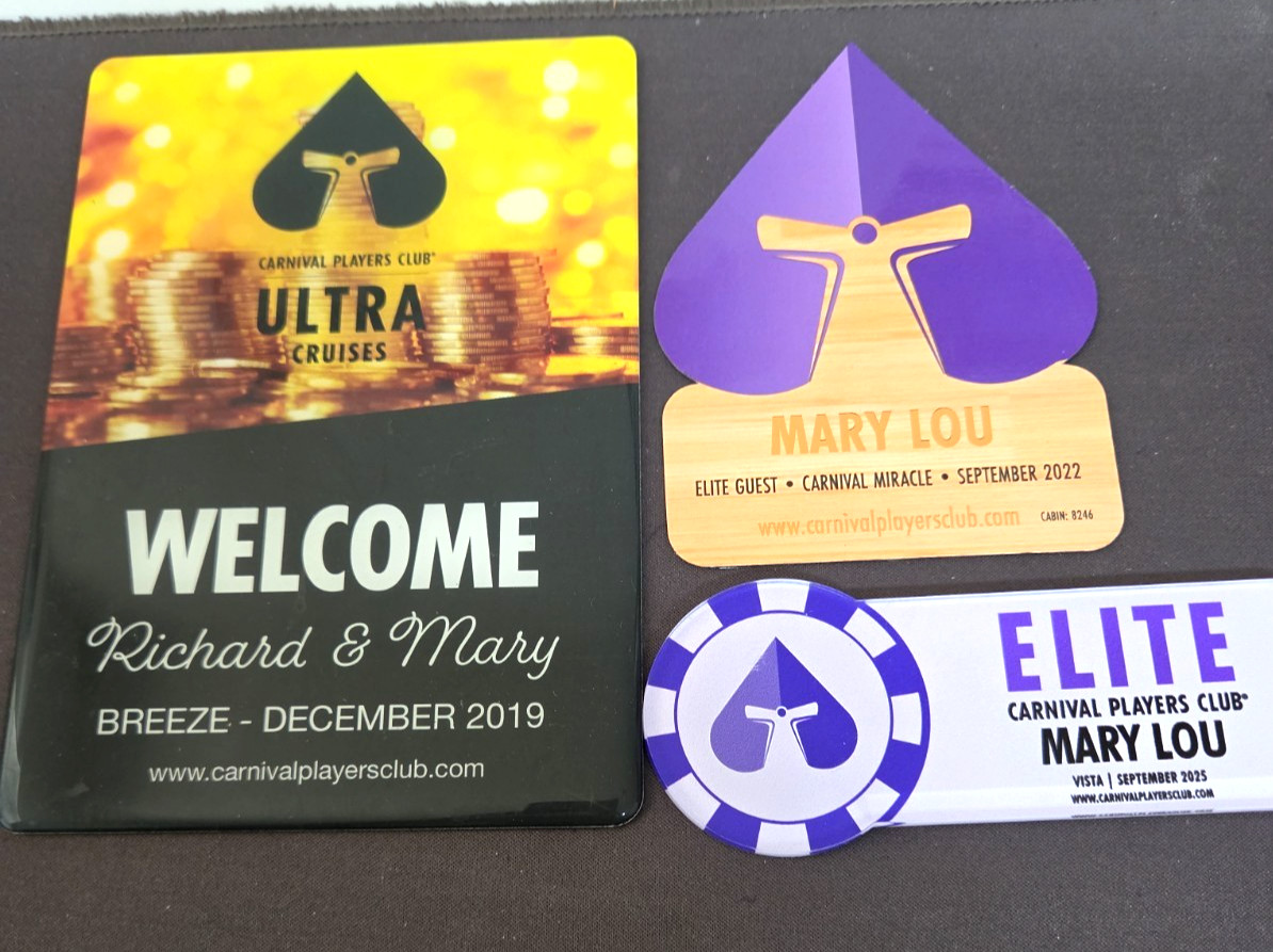 🎰3 ELITE + ULTRA GUEST Carnival Cruise Line CASINO Players Club magnet plaques