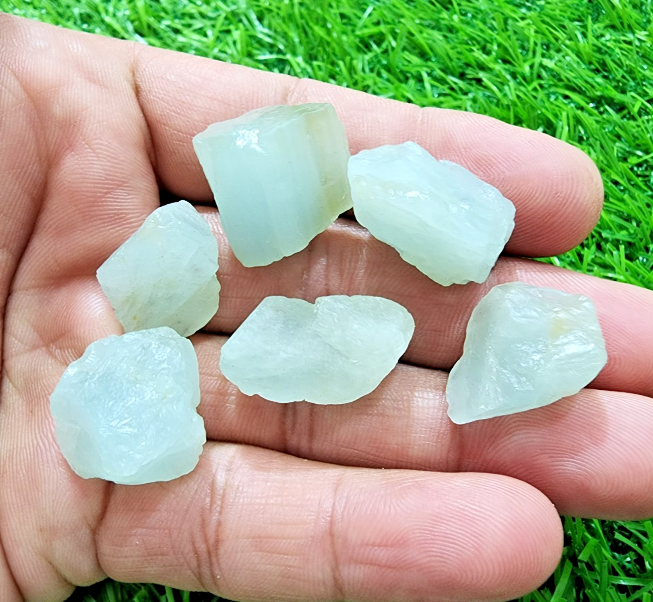 6Pcs Wonderful Aquamarine Gemstone Rough Lot 18-22MM Aquamarine Rough Stone Bulk