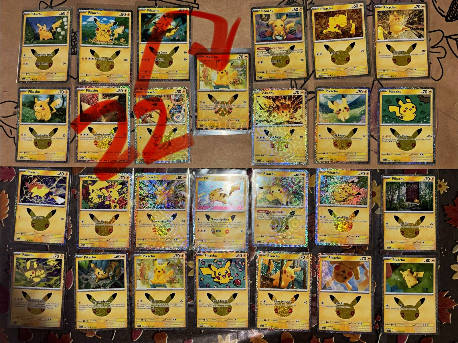 Pokemon 30th Celebration 26-30 Pikachu Lot + 22 Duplicates