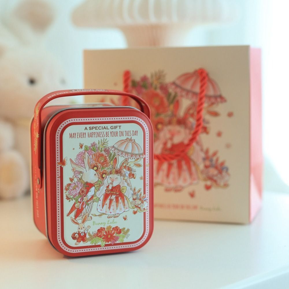 with Handle Storage Tin Metal Gift Box Vintage Candy Tin Box  Cookie