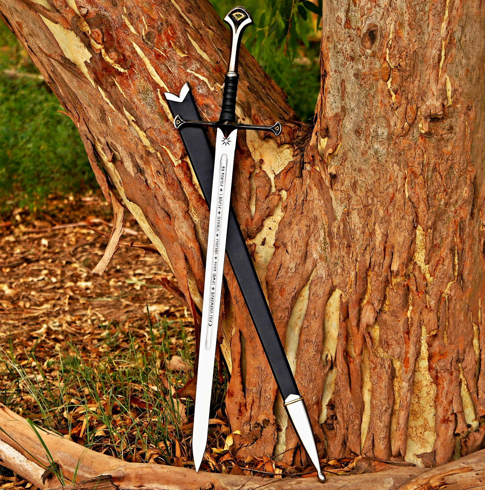 Medieval Fantasy Repro Longsword Steel Blade Leather Wrap Scabbard 40