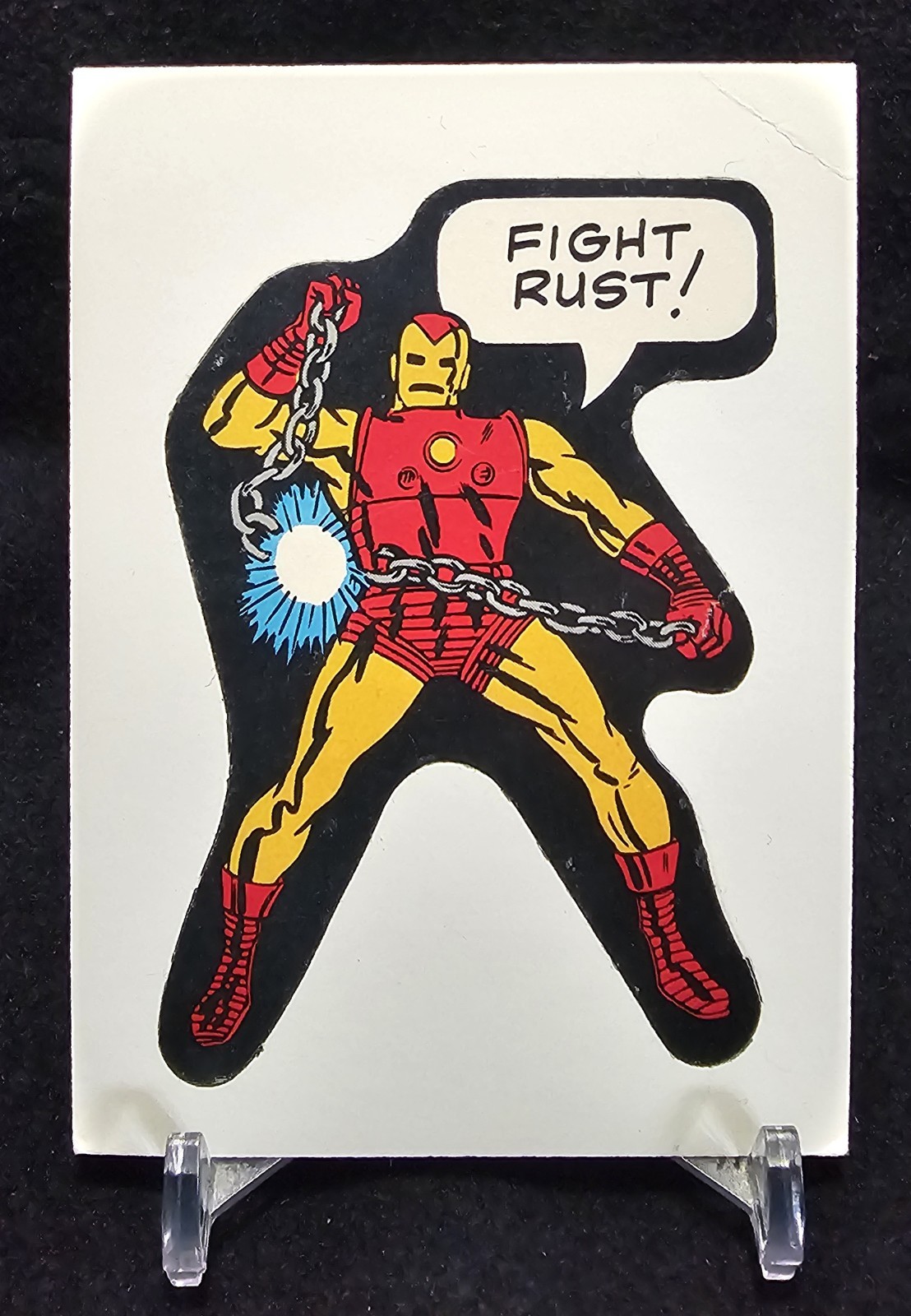 🔴🟡 1975 Topps Marvel Comic Book Heroes Iron Man, No Labels, Non Die Cut 🔴 🔴🟡 1975 Topps Marvel Comic Book Heroes Iron Man, No Labels, Non Die Cut 🔴