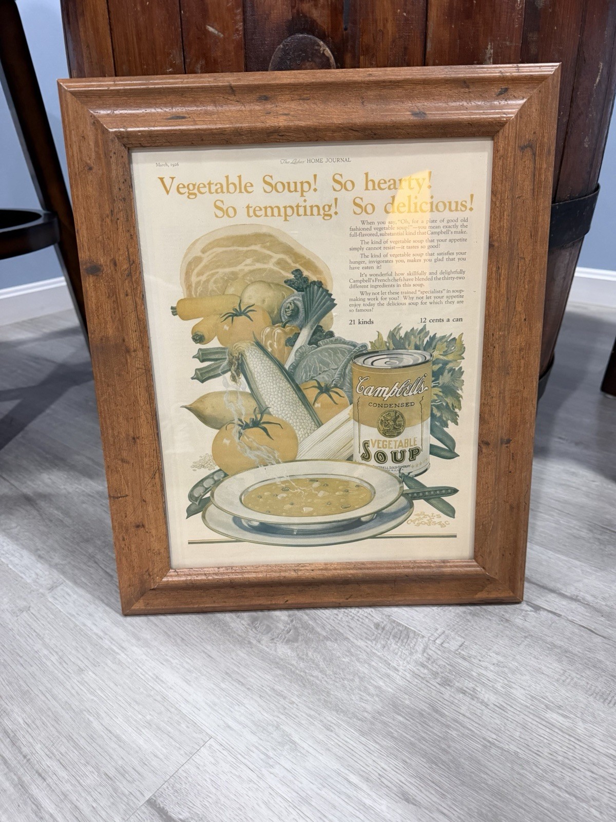 Framed Vintage 1926 Campbell\'s Vegetable Soup Print Ad Ladies Home Journal