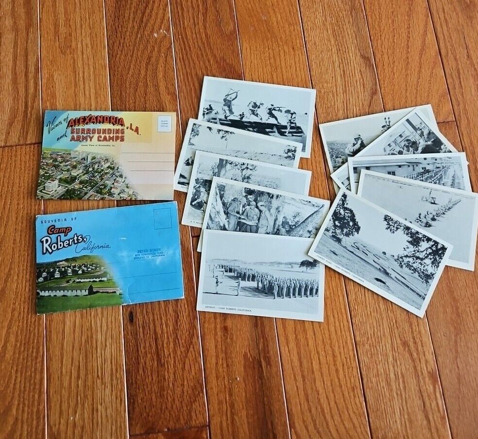 Camp Roberts California Army Post Postcards 10 B&W  2 Color Booklet 