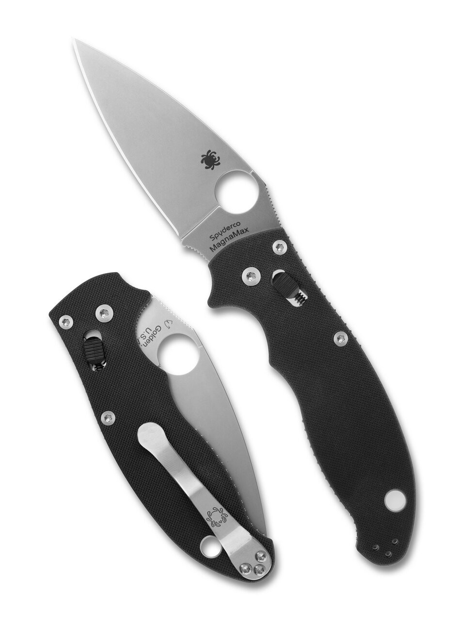 Spyderco Manix 2 Folding Knife C101GP2 Plain Edge MagnaMax Blade Black G-10