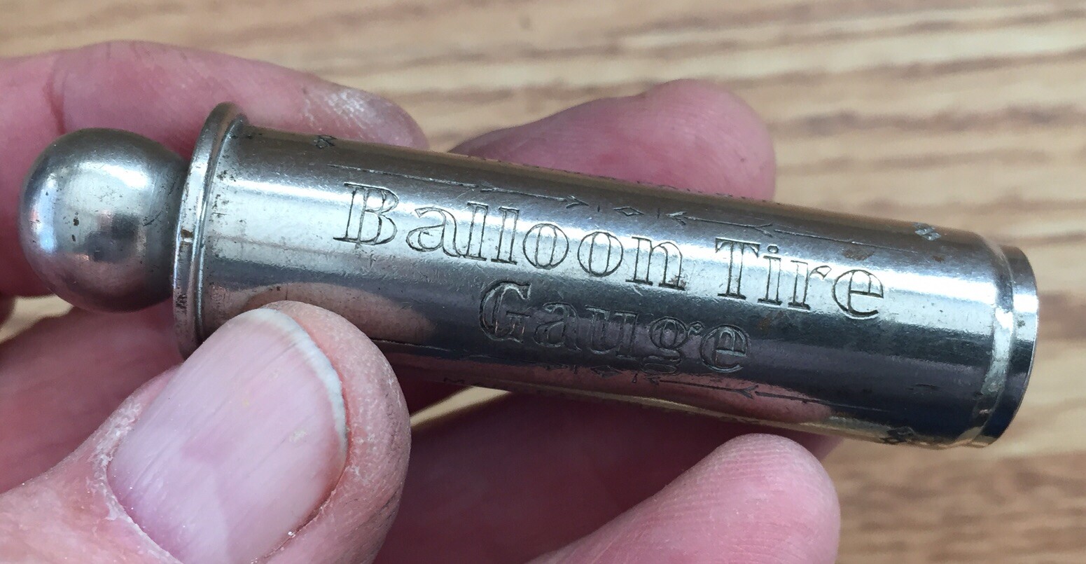 Antique 1920s Schrader Balloon Tire Pressure Gauge 15 70 pounds lbs Pat 1923