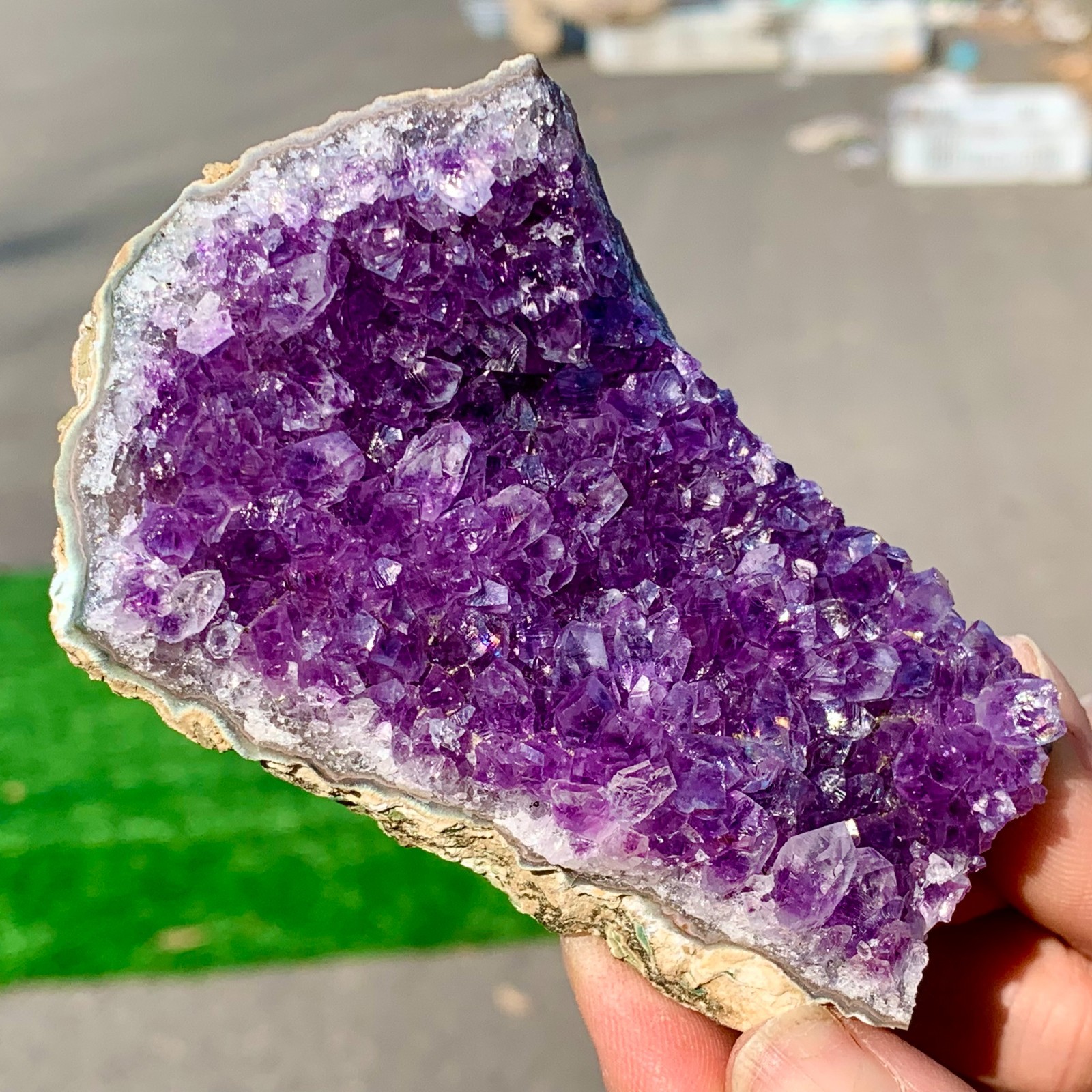 159G Natural Amethyst geode quartz cluster crystal specimen Healing A372