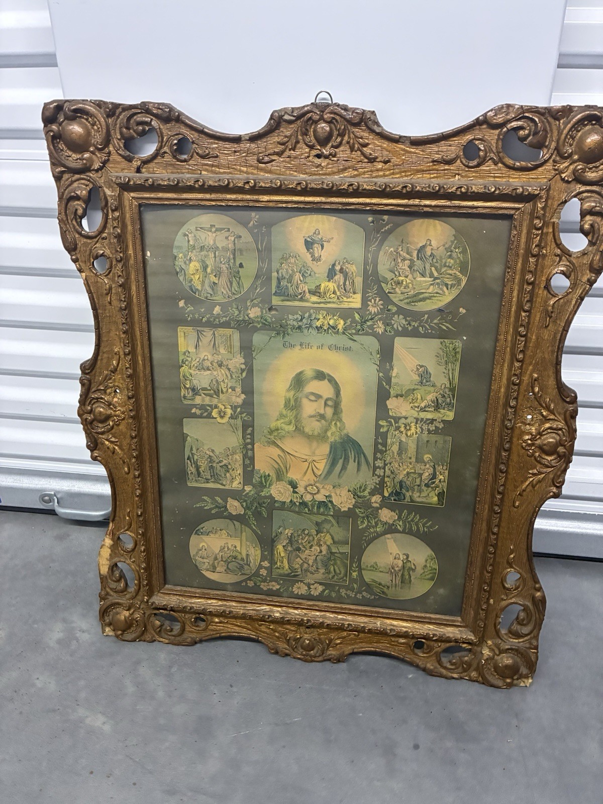 Life Of Christ Antique 1881 chromolithograph And Antique Frame